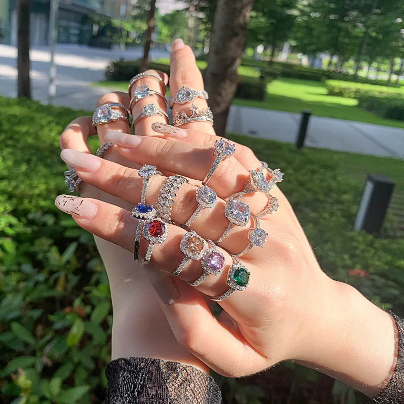 Luxury colorful Crystal S925 Sterling Silver rings White Red Green Square Diamond Round Fashion Polygonal Wedding Ring Jewelry
Luxury colorful Crystal S925 Sterling Silver rings White Red Green Square Diamond Round Fashion Polygonal Wedding Ring Jewelry