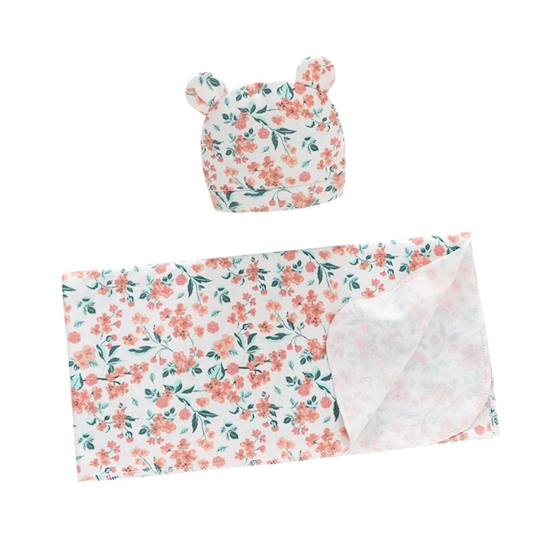 2 Pcs Baby Receiving Blanket Hat Set Floral Printed Sleepsack Swaddle Wrap Cute Ears Beanies Cap Turban Headwrap Kit
2 Pcs Baby Receiving Blanket Hat Set Floral Printed Sleepsack Swaddle Wrap Cute Ears Beanies Cap Turban Headwrap Kit
