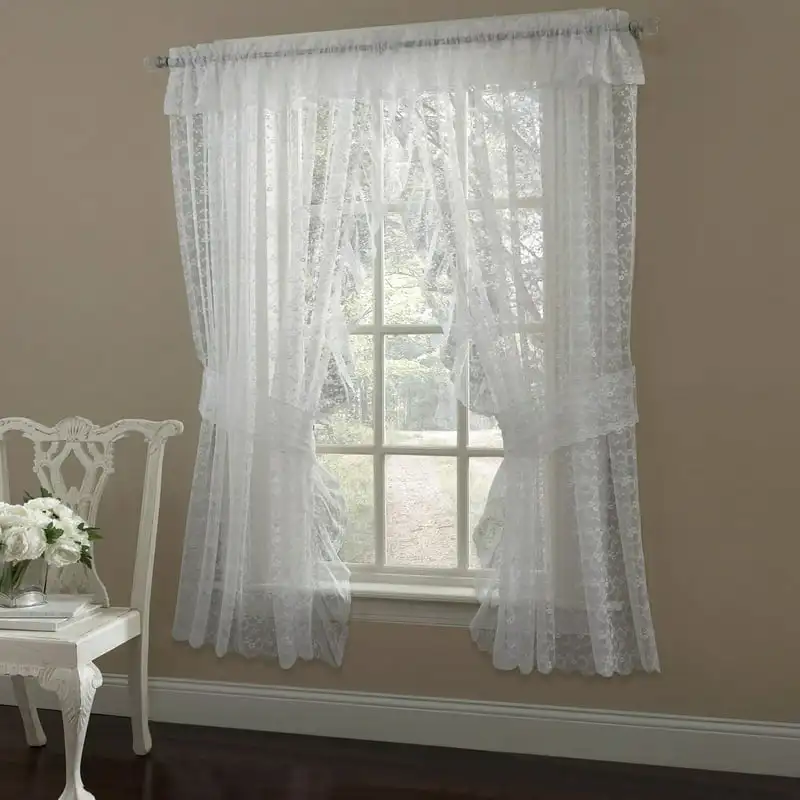 Alluring Attractive Ruffled Bridal 130" Wide x 63" Long Lace Curtain Panel Pair - White or Ivory
Alluring Attractive Ruffled Bridal 130" Wide x 63" Long Lace Curtain Panel Pair - White or Ivory