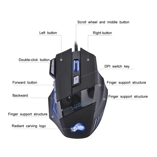 5500DPI LED Optical USB Wired Gaming Mouse 7 Buttons Gamer Computer Mice for computer laptop desktop PC Dropship
5500DPI LED Optical USB Wired Gaming Mouse 7 Buttons Gamer Computer Mice for computer laptop desktop PC Dropship