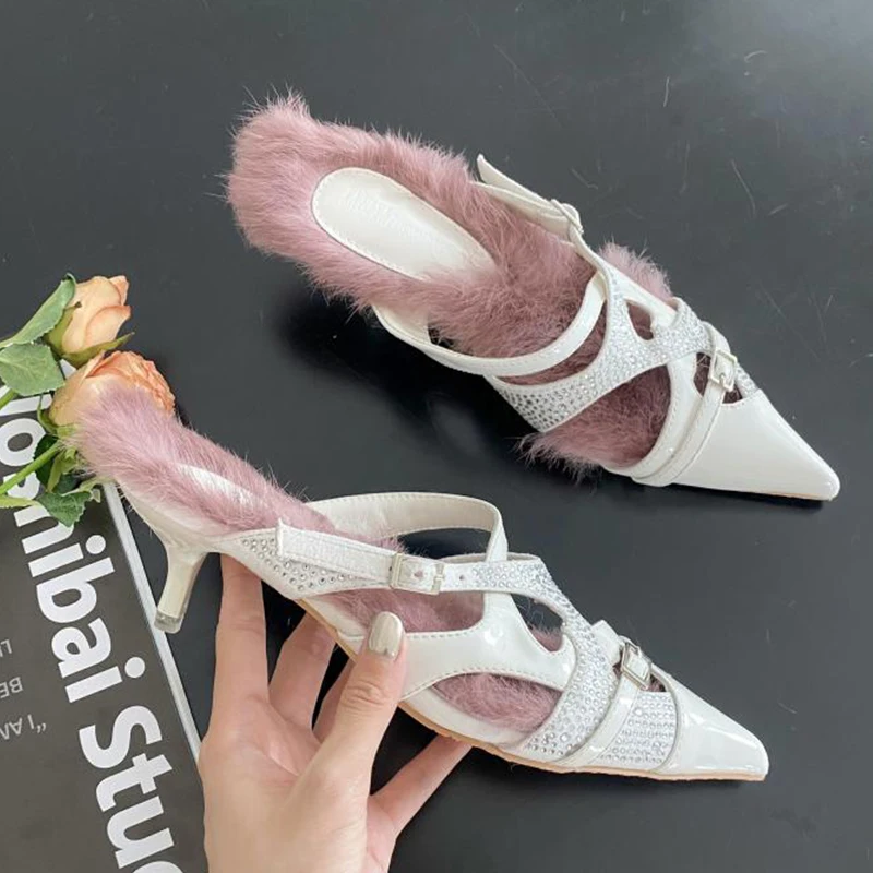Fur Women Pumps Ladies High Heels Sandals 2022 New Pointed Toe Fashion Party Female Shoes Luxury Rhinestones Outside Slides
Fur Women Pumps Ladies High Heels Sandals 2022 New Pointed Toe Fashion Party Female Shoes Luxury Rhinestones Outside Slides