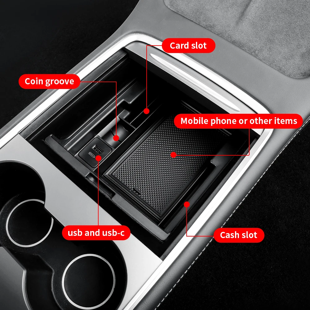 For Tesla Model 3 Model Y 2021 Car Central Console Armrest Storage Box Organizer with USB Charging Port Flocking/ABS Accessories
For Tesla Model 3 Model Y 2021 Car Central Console Armrest Storage Box Organizer with USB Charging Port Flocking/ABS Accessories