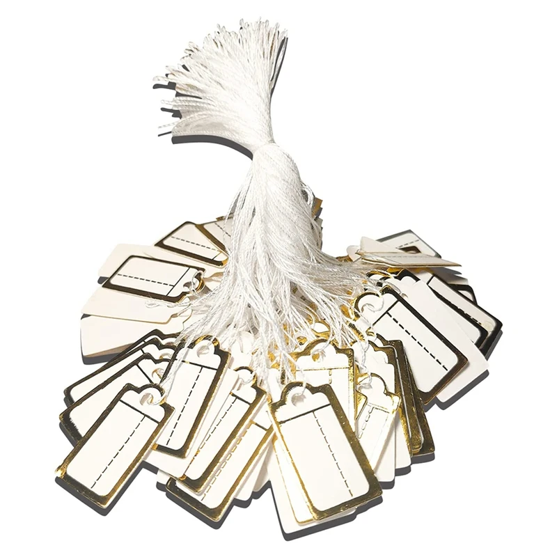 White Tags With String- 1000Pcs Marking Strung Tags Writable Price Labels Display Tags Jewelry Tags (Golden Edge)
White Tags With String- 1000Pcs Marking Strung Tags Writable Price Labels Display Tags Jewelry Tags (Golden Edge)
