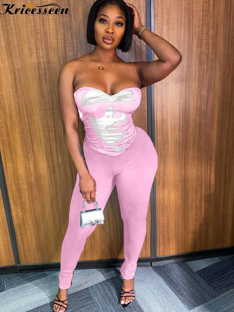 Kricesseen Hot Womens Strapless Corest Crop Top And Legging Suits 2 Piece Set Summer Womens Printed Pink Outfits Sexy Clubwear
Kricesseen Hot Womens Strapless Corest Crop Top And Legging Suits 2 Piece Set Summer Womens Printed Pink Outfits Sexy Clubwear