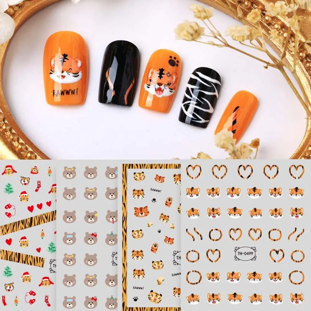 Cute Tiger Nail Sticker Fashion Cartoon Animal Nail Art Decals DIY New Year Nail Art Accessories For Manicure Decorations Women
Cute Tiger Nail Sticker Fashion Cartoon Animal Nail Art Decals DIY New Year Nail Art Accessories For Manicure Decorations Women