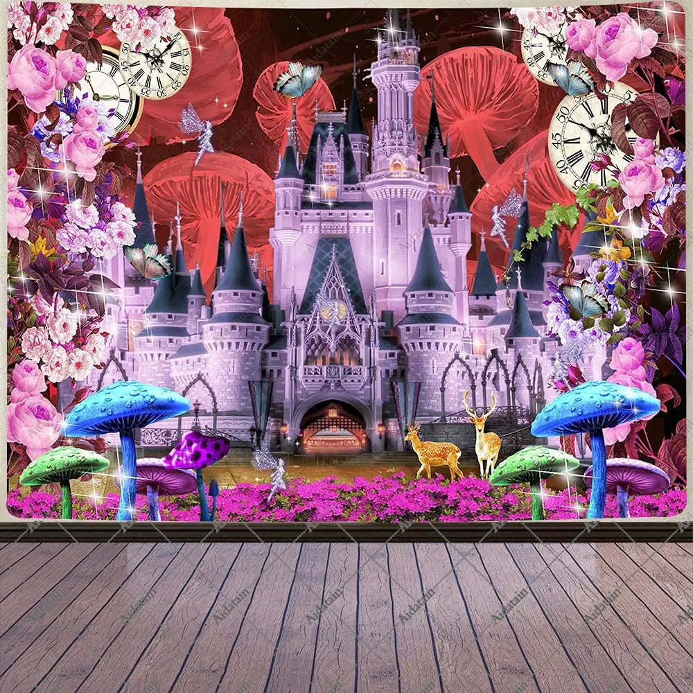 

Princess Castle Tapestry Fantasy Fairytale World Trippy Mountain Forest Wonderland Tapestries Bedroom Living Room Wall Hanging