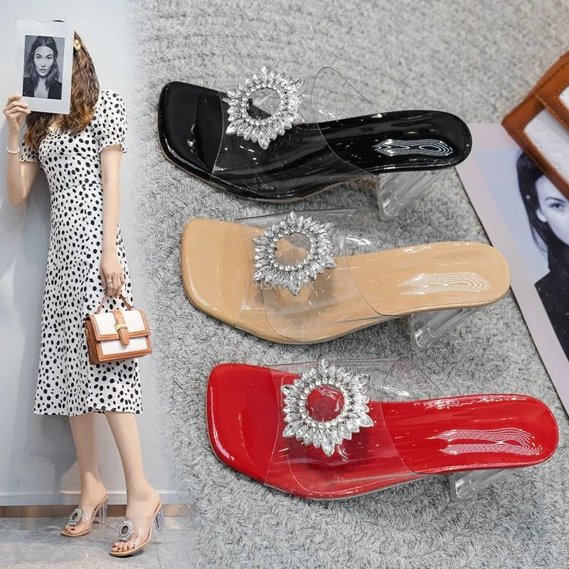 Crystal Transparent High Heels Slippers Women Summer 2022 New Sexy Rhinestone Open Toe Wedding Shoes Women Brand Designer Shoes
Crystal Transparent High Heels Slippers Women Summer 2022 New Sexy Rhinestone Open Toe Wedding Shoes Women Brand Designer Shoes