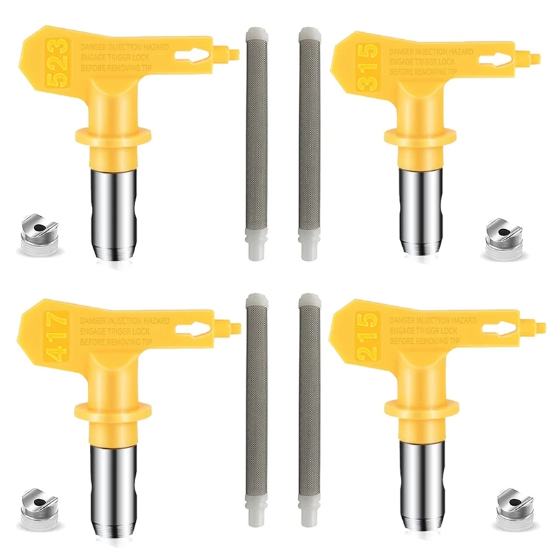 4 Pieces Reversible Airless Paint Sprayer Nozzle Tips And 4 Pieces Airless Spray Filter Replace Parts (215 315 417 523)
4 Pieces Reversible Airless Paint Sprayer Nozzle Tips And 4 Pieces Airless Spray Filter Replace Parts (215 315 417 523)