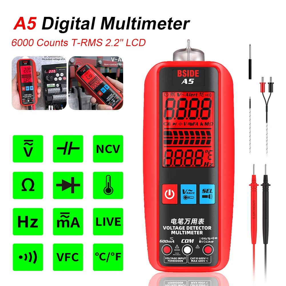 New Smart Digital Multimeter Professional Automatic Multitester VFC Hz Capacitor Electric Test Tool Ammeter Electrician Tester
New Smart Digital Multimeter Professional Automatic Multitester VFC Hz Capacitor Electric Test Tool Ammeter Electrician Tester
