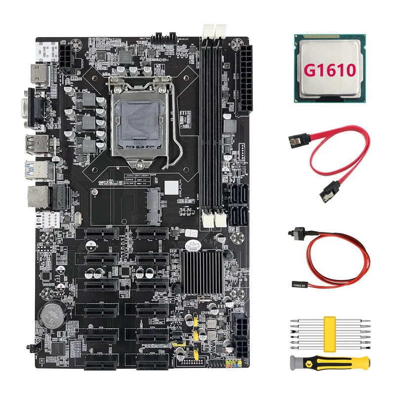 B75 ETH Mining Motherboard 12 PCIE+G1610 CPU+Screwdriver Set+SATA Cable+Switch Cable LGA1155 B75 BTC Miner Motherboard
B75 ETH Mining Motherboard 12 PCIE+G1610 CPU+Screwdriver Set+SATA Cable+Switch Cable LGA1155 B75 BTC Miner Motherboard