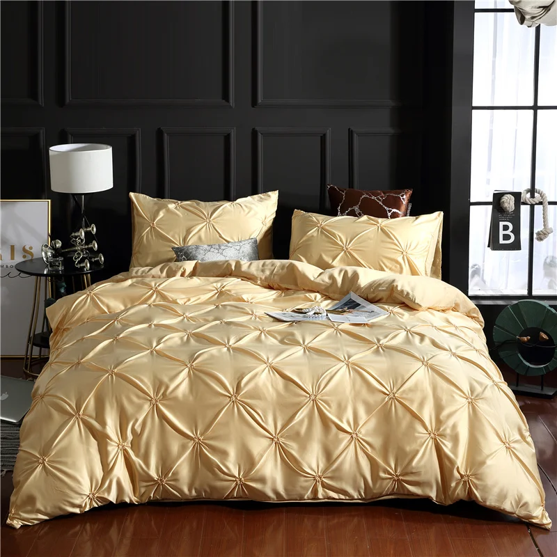 Rayon Pinch Pleated King Size Duvet Cover Set Luxury Full Twin Bedding Set Queen Pleat Single Double Bedding Sets Satin Bed Sets
Rayon Pinch Pleated King Size Duvet Cover Set Luxury Full Twin Bedding Set Queen Pleat Single Double Bedding Sets Satin Bed Sets