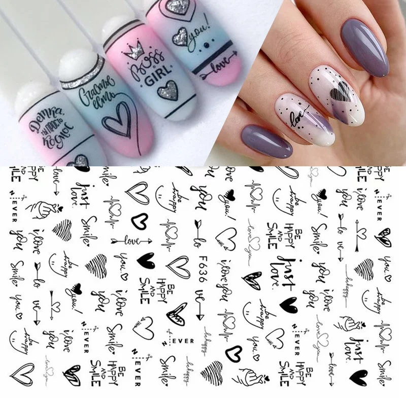 3D Sweet Heart Nail Art Stickers Valentine's Day Love Heart Nail Decals Black Letters Comic Designs Nail Applique Manicure Decor
3D Sweet Heart Nail Art Stickers Valentine's Day Love Heart Nail Decals Black Letters Comic Designs Nail Applique Manicure Decor