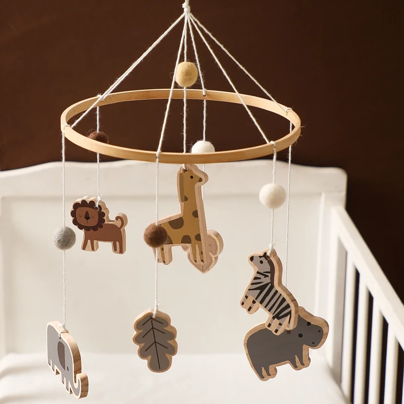 

Cute Forest Animal Bed Pendant Educational Comfort Bed Bell Toy Environmental Protection Wooden Pendant Hanging Type