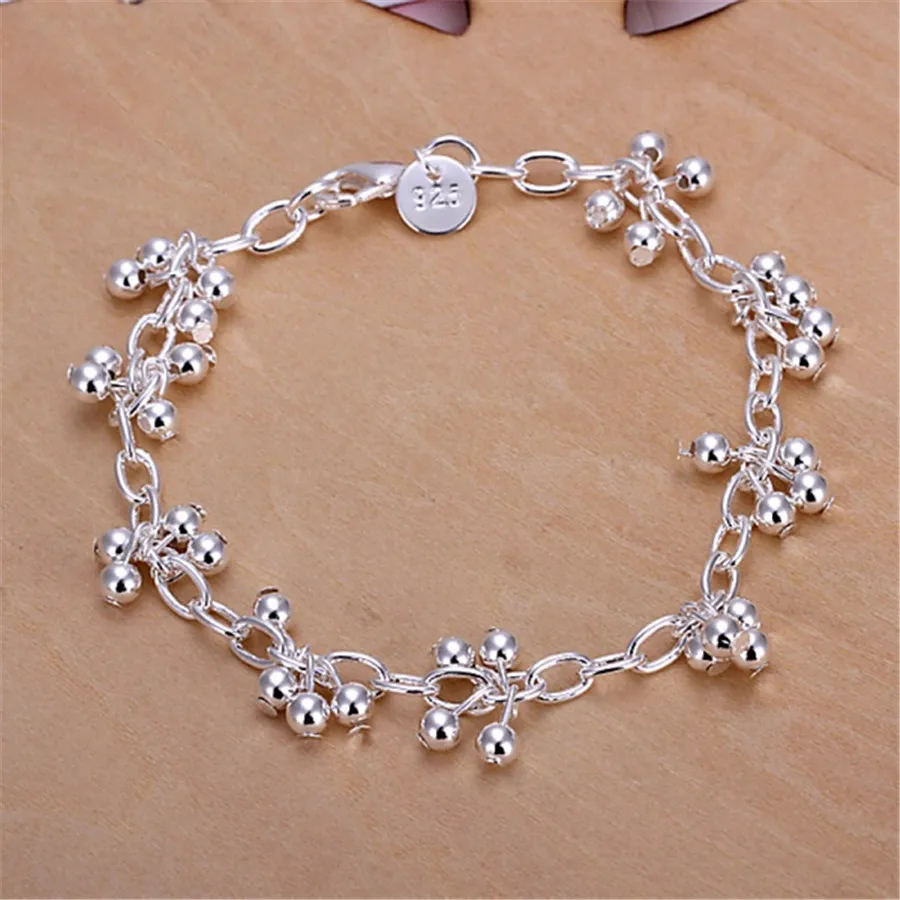 

Beautiful 925 sterling silver bracelets nice for wedding women chain Bracelet Charm beads fashion gorgeous jewelry wholesale
