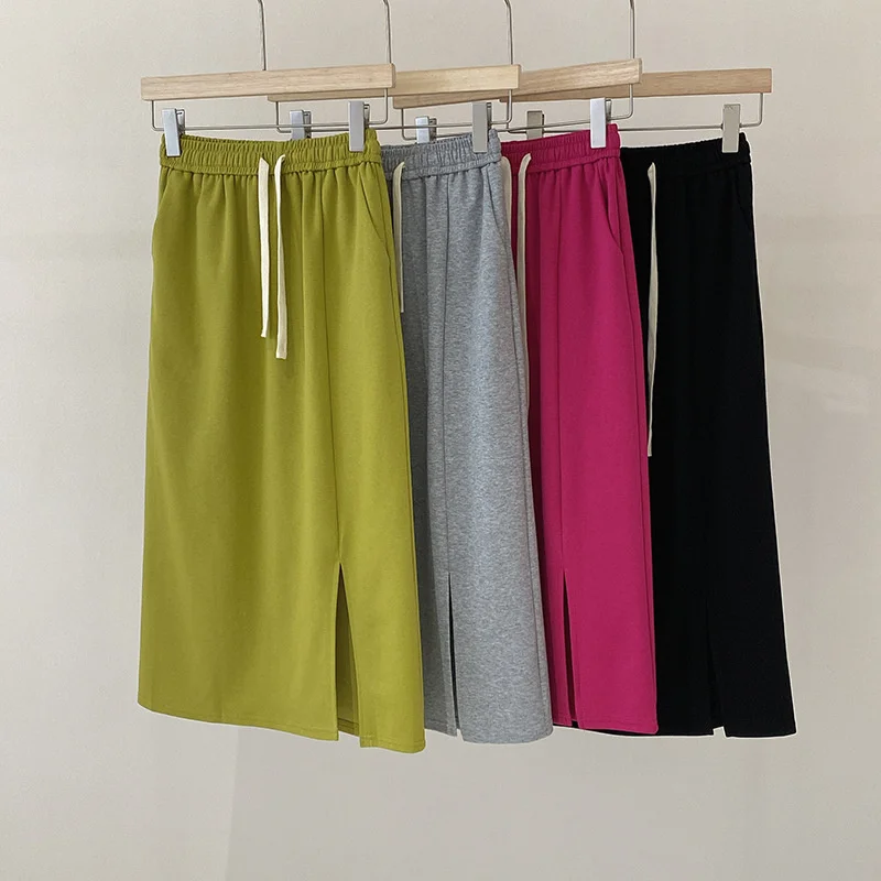 Simple Solid Casual Spring Skirts for Women Elastic Waist All Match Straight Skirt New Office Lady Split Jupe Summer Femme
Simple Solid Casual Spring Skirts for Women Elastic Waist All Match Straight Skirt New Office Lady Split Jupe Summer Femme