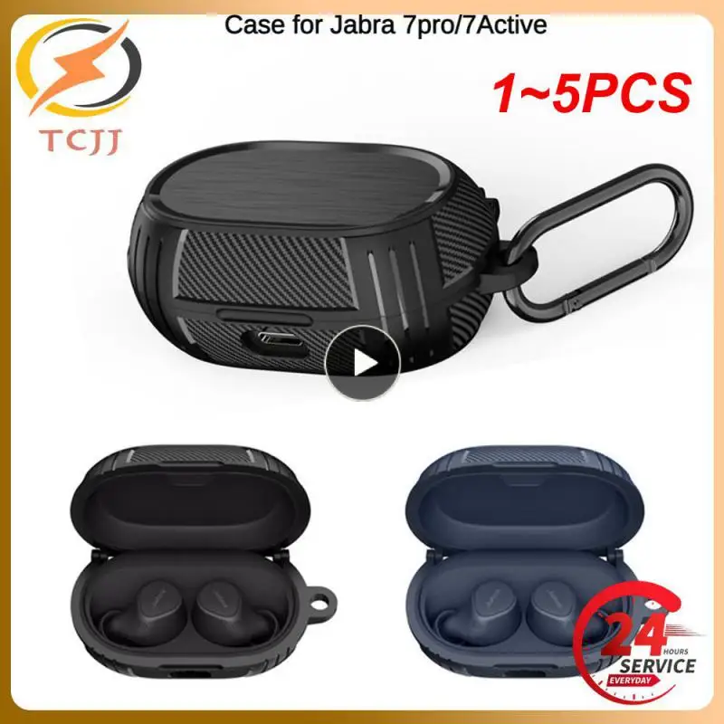 

1~5PCS Case for Jabra Elite 7 /Elite 7 Active Case/Elite75T Case for Men with Keychain Carabiner Armor Rugged TPU Protective
