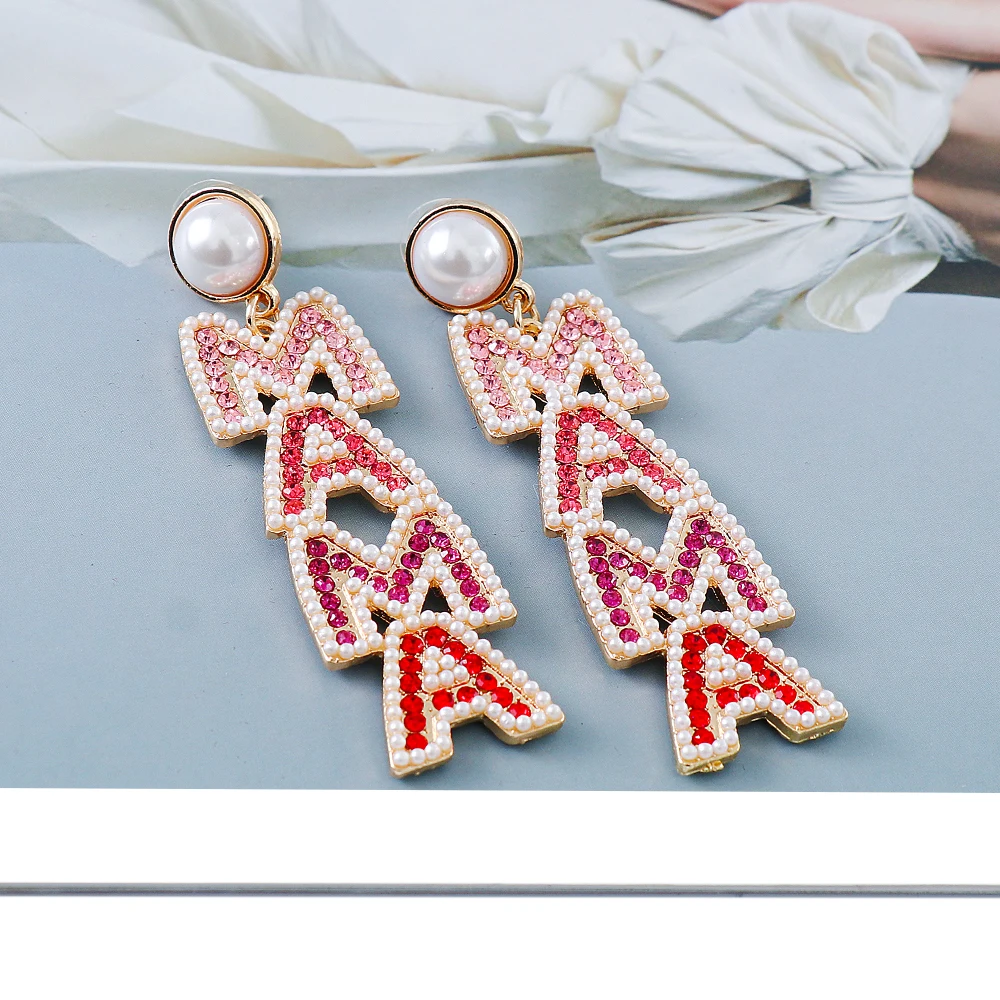 2023 New Rhinestone Pearls Mother Mama English Letter Dangle Earrings for Women Fashion High Quality Jewelry Mother's Day Gift
2023 New Rhinestone Pearls Mother Mama English Letter Dangle Earrings for Women Fashion High Quality Jewelry Mother's Day Gift