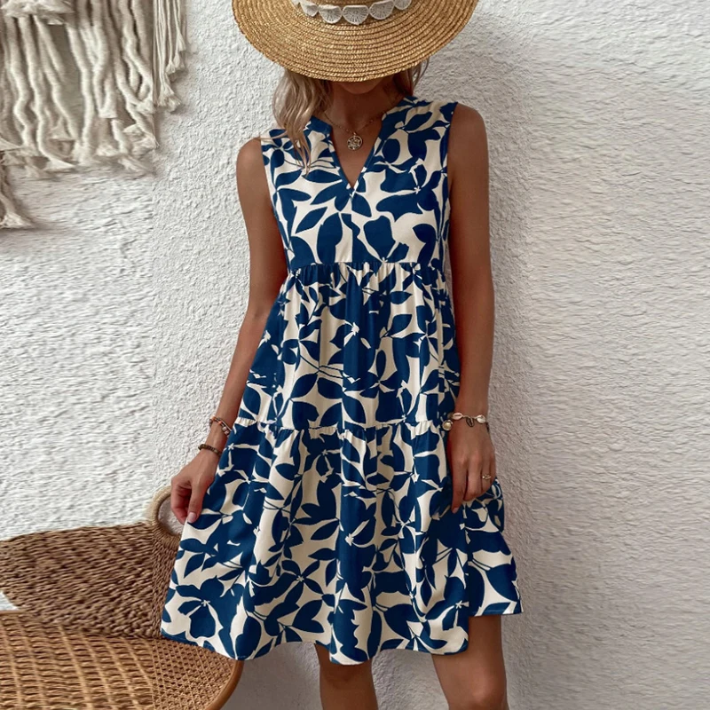 Summer V Neck Flower Printing Casual Dress Women Pullover Casual Style Elegant Retro Sleeveless Basic Daily Vacation Vest Dress
Summer V Neck Flower Printing Casual Dress Women Pullover Casual Style Elegant Retro Sleeveless Basic Daily Vacation Vest Dress