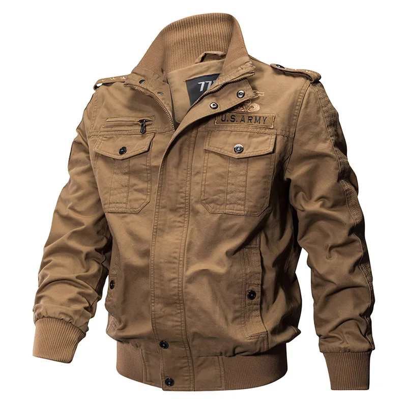 

Куртка-пилот Мужская в стиле милитари, хлопковая куртка-бомбер, тактическая армейская Повседневная летная куртка ВВС, Осень-зима