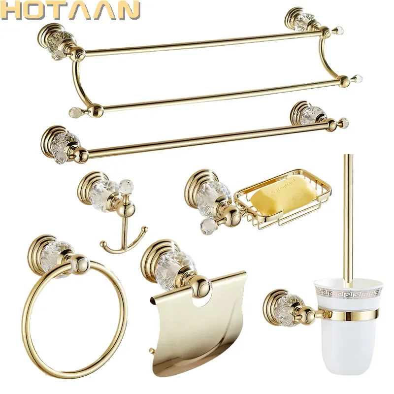 NEW 2023 Crystal Gold Color Bathroom Accessories Set Gold Polished Brass Bath Hardware Set Wall Mounted Bathroom Products banhei
NEW 2023 Crystal Gold Color Bathroom Accessories Set Gold Polished Brass Bath Hardware Set Wall Mounted Bathroom Products banhei