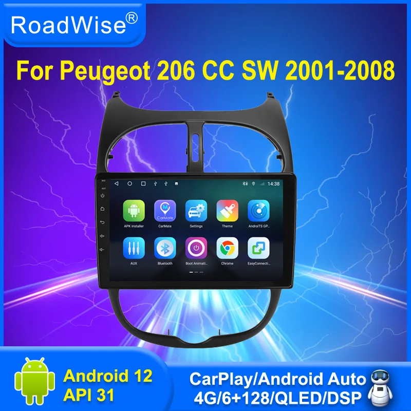 

Автомобильный радиоприемник на Android 8 + 256 для Peugeot 206 206CC 206SW 2001 2002 2003 2004 - 2008 мультимедийный Carplay 4G Wifi GPS DVD 2din Авторадио