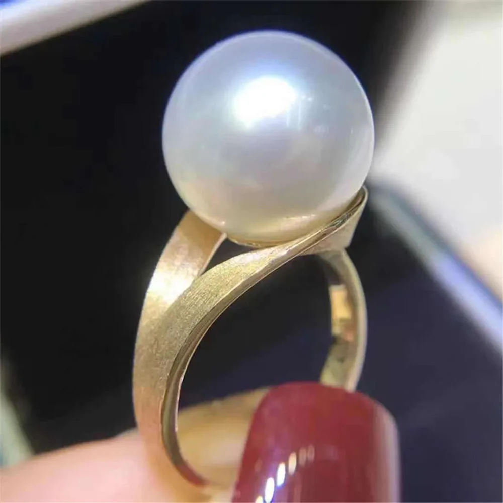 

Frosted gold silver ring with empty DIY pearl accessories S925 sterling silver jewelry Fit 9-11mm beads