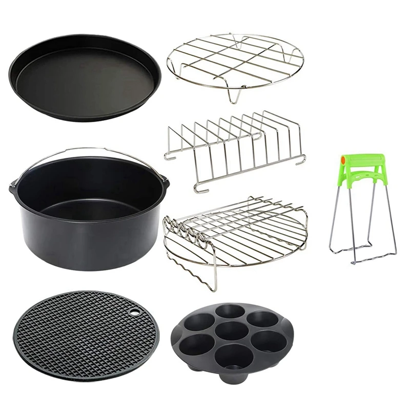 Air Fryer Accessories Set Of 8 Fit All 5.2QT-6.8QT Air Fryer BPA Free, Dishwasher Safe, Non-Stick Coating 8In
Air Fryer Accessories Set Of 8 Fit All 5.2QT-6.8QT Air Fryer BPA Free, Dishwasher Safe, Non-Stick Coating 8In