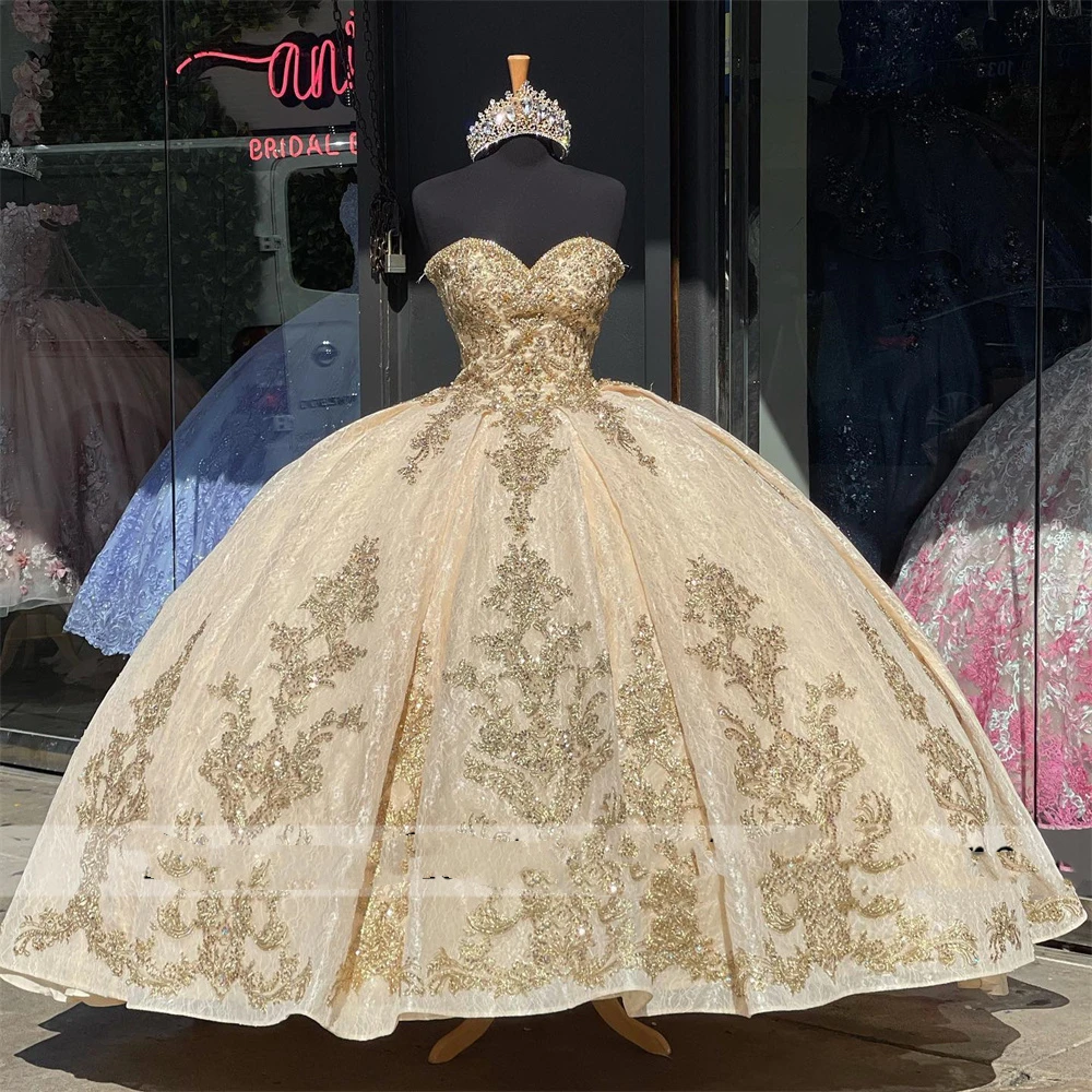 ANGELSBRIDEP Shiny Champagne Princess Ball Gown Quinceanera Dresses Beads Sweetheart Appliques Sweet16 Dress Vestidos De 15 Años
ANGELSBRIDEP Shiny Champagne Princess Ball Gown Quinceanera Dresses Beads Sweetheart Appliques Sweet16 Dress Vestidos De 15 Años