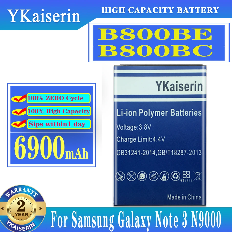 

Сменный аккумулятор ykaisin для Samsung Galaxy NOTE 3 N900 N9002 N9009 N9008 N9006 N9005 Note 3 Note3 B800BC B800BE 6900 мАч