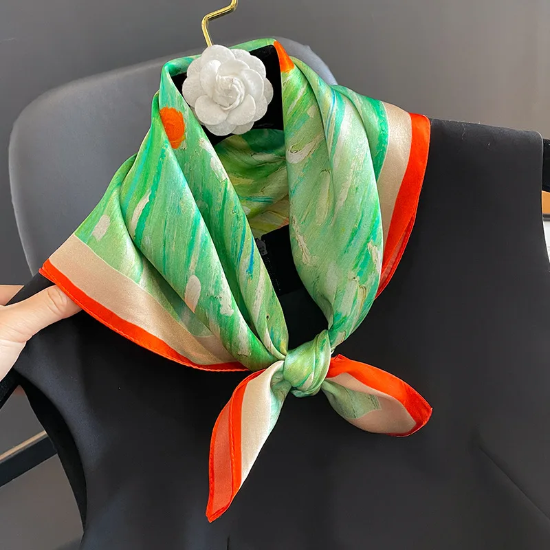 

2023 роскошный квадратный шарф из 100% натурального шелка, женский шейный платок, платок, шаль, бандана, модный платок, женские весенние шарфы