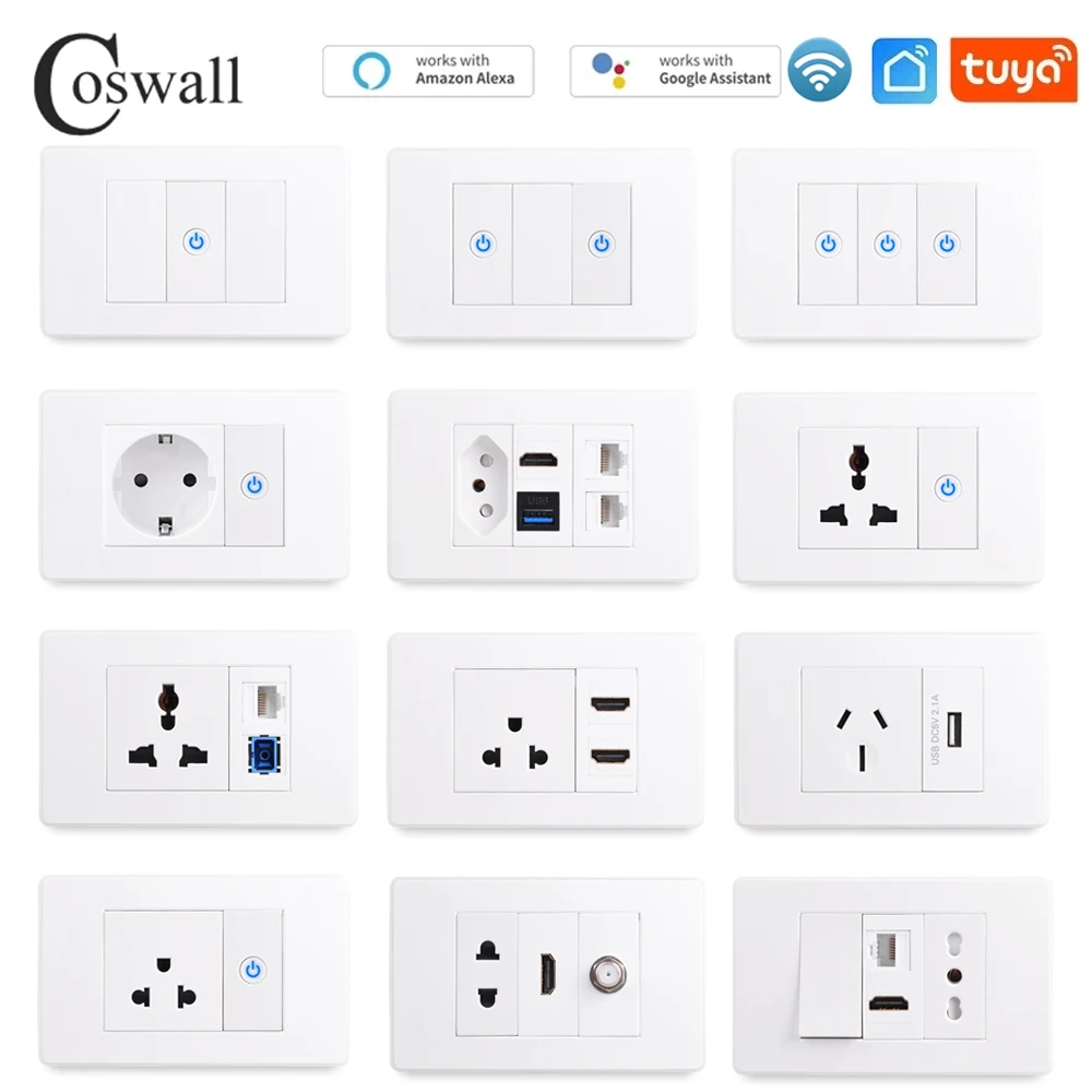 PC Panel Wall US / AU / Thailand / Universal Socket + WIFI Tuya Smart Switch + TV Internet Jack USB Charger Connector DIY Module
PC Panel Wall US / AU / Thailand / Universal Socket + WIFI Tuya Smart Switch + TV Internet Jack USB Charger Connector DIY Module