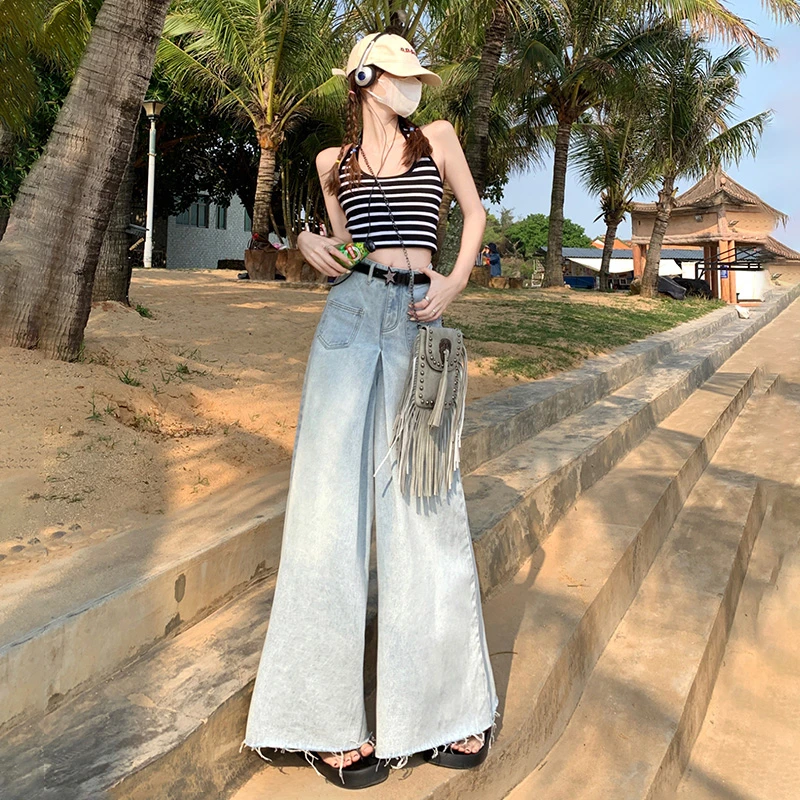 Vintage High Waist Loose A- line Elephant Leg Women's Pants Summer Casual Dipped Wide Leg All-match Denim Culottes for Women
Vintage High Waist Loose A- line Elephant Leg Women's Pants Summer Casual Dipped Wide Leg All-match Denim Culottes for Women