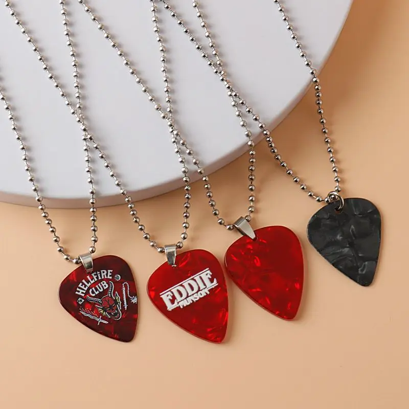 Punk Guitar Pick Pendant Necklace Eddie Munson Stranger Titanium Steel Women Men Red Necklaces Jewelry Acessories Gifts
Punk Guitar Pick Pendant Necklace Eddie Munson Stranger Titanium Steel Women Men Red Necklaces Jewelry Acessories Gifts