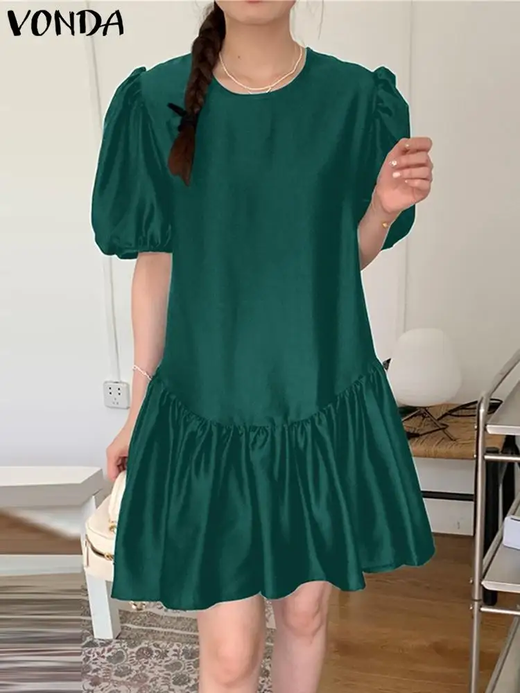 Summer Fashion Mini Dress Women VONDA 2023 Short Sleeve Solid Color Beach Sundress Pleated Casual Loose O-Neck Female Vestidos
Summer Fashion Mini Dress Women VONDA 2023 Short Sleeve Solid Color Beach Sundress Pleated Casual Loose O-Neck Female Vestidos