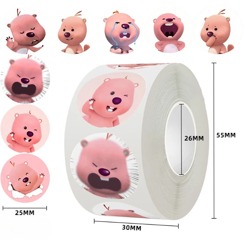 Loppy Little Beaver Roll наклейка студенческая лента аниме милые новые 500 шт. мультяшные