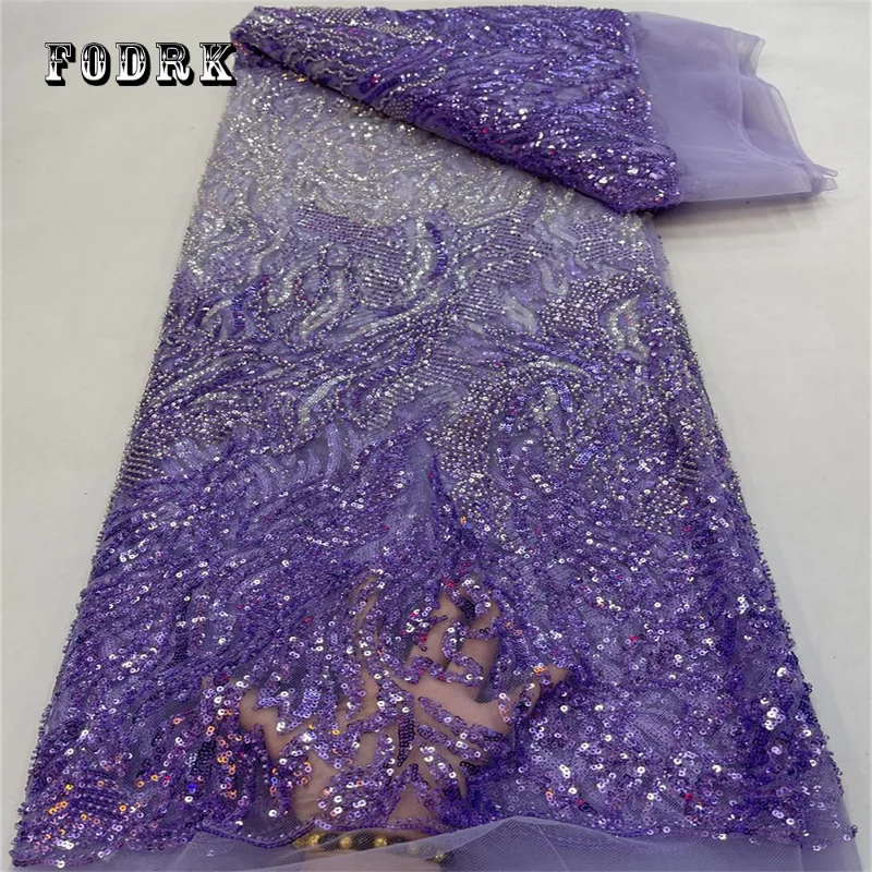 

Роскошная французская вышитая кружевная ткань Hing-End, африканская нигерийская ткань с блестками для свадебного платья RF400