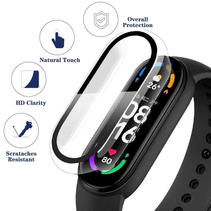 2в1 защитный чехол для Xiaomi Mi Band 7 6 5 4 3 Чехол + пленка полное покрытие Miband band NFC -