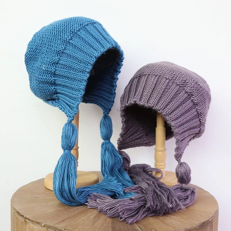 

Женская длинная Шапка-бини с кисточками, сезон весна-зима, вязаная однотонная шапка, шляпа в рубчик с напуском, Женские повседневные эластичные облегающие шапки, шапка-пилот, шапки