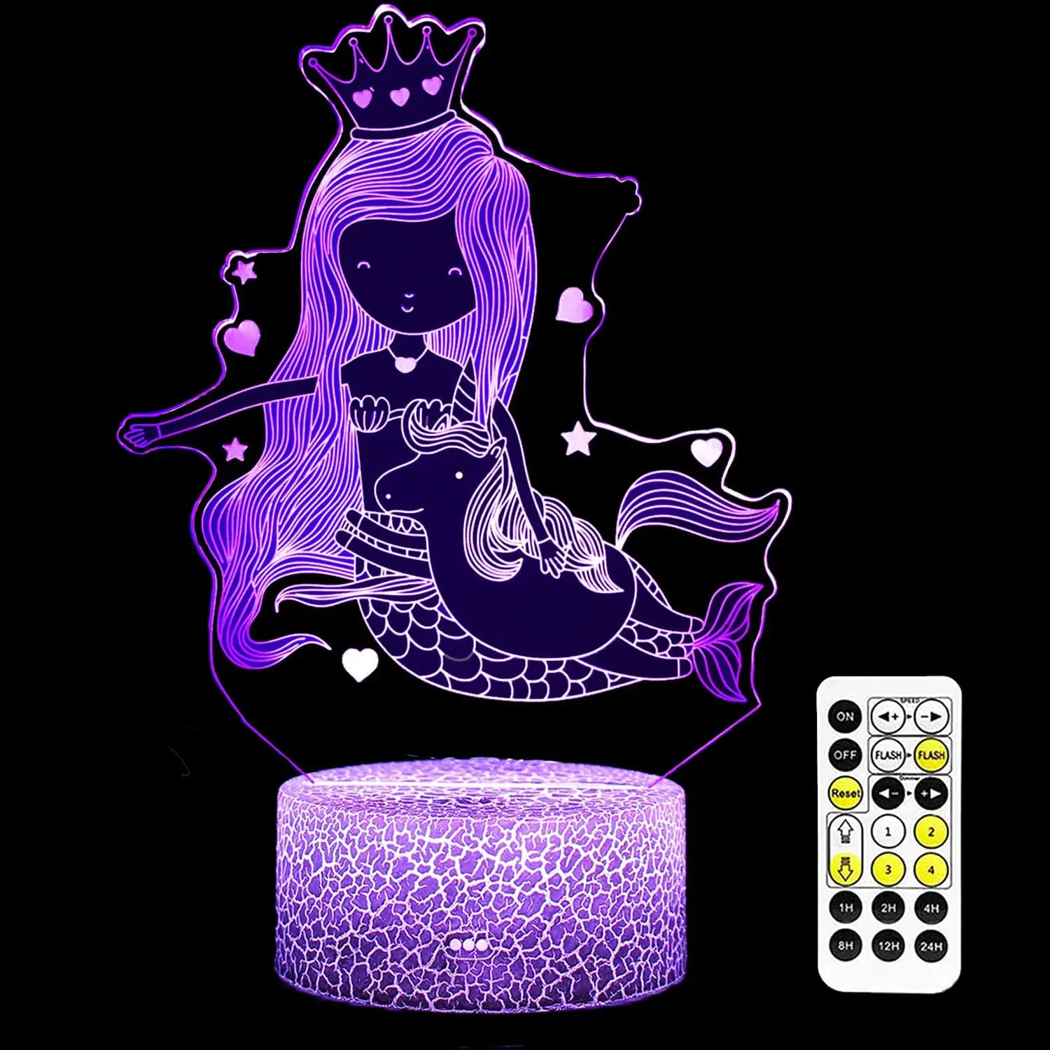 3D children girl Mermaid night light toy, 7 color changes, with remote control and timer, boy Jill's Christmas birthday gift
3D children girl Mermaid night light toy, 7 color changes, with remote control and timer, boy Jill's Christmas birthday gift