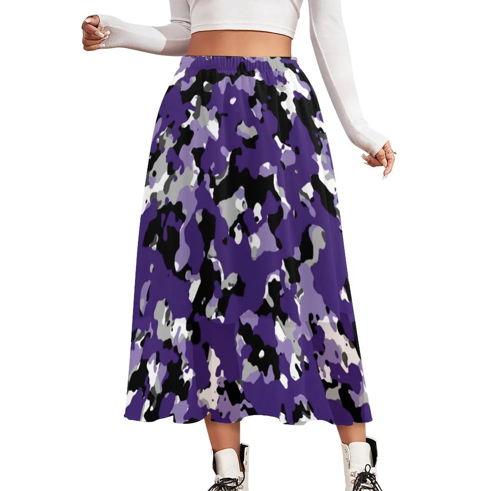 Colorful Camouflage Skirt Purple Black Camo Print Kawaii Long Skirts Aesthetic High Waist Chiffon Print Oversized A-line Skirt
Colorful Camouflage Skirt Purple Black Camo Print Kawaii Long Skirts Aesthetic High Waist Chiffon Print Oversized A-line Skirt