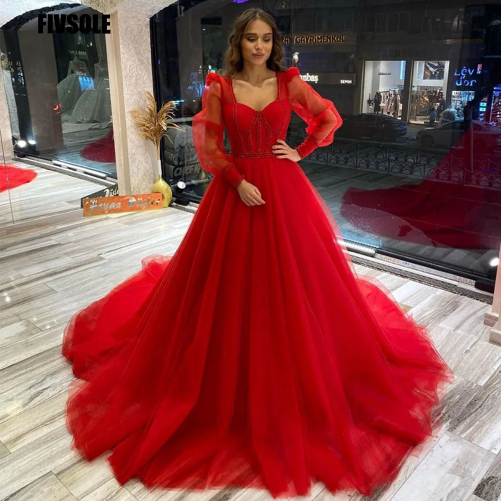 Красное Бальное Платье Fivsole из тюля платья для Quinceanera 15 лет изящное платье с