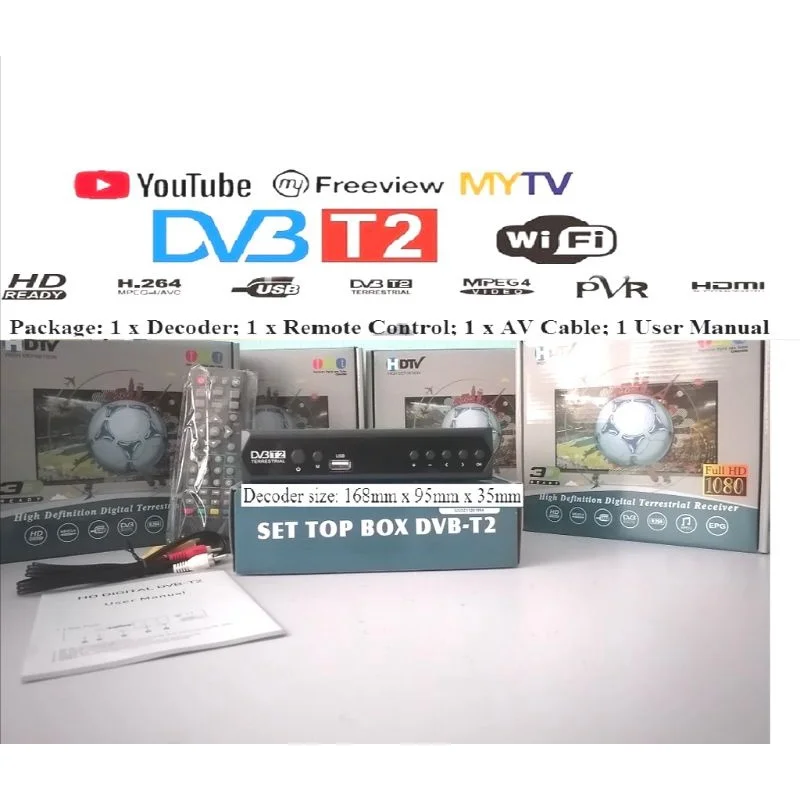 HD TV Digital FTA HDTV DVB-T2 Terrestrial Receiver T2 TV BOX M2 PLSH MPEG4 H.264 SET TOP BOX
HD TV Digital FTA HDTV DVB-T2 Terrestrial Receiver T2 TV BOX M2 PLSH MPEG4 H.264 SET TOP BOX