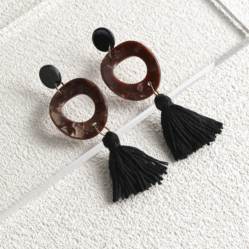 

Bohemia Acrylic Resin Handmade Long Tassel Earrings for Women Female Geometric Fringe Dangle Earring Vintage Drop Jewelry
