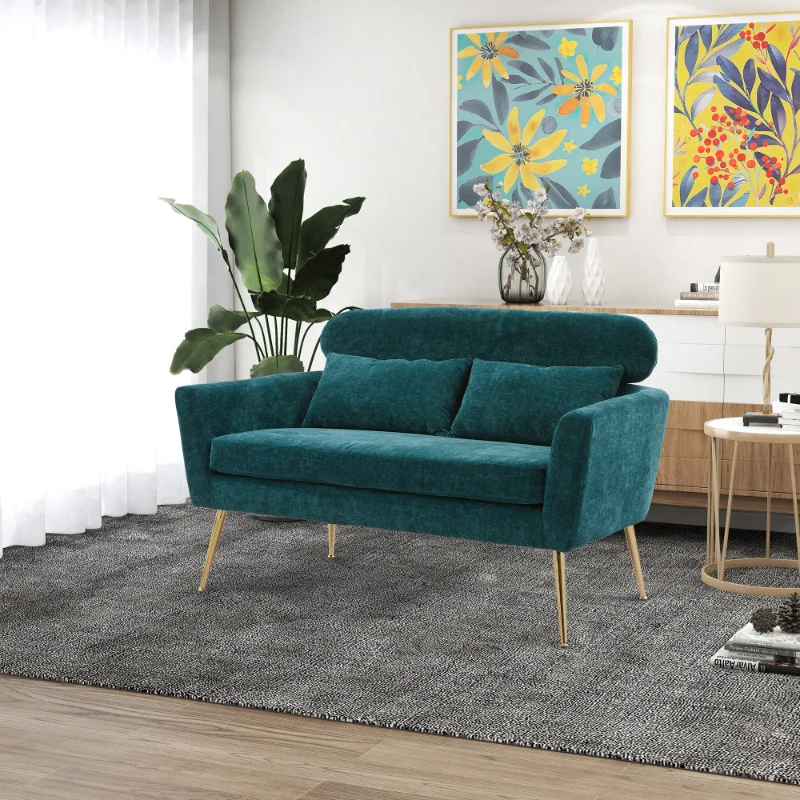 51"W Modern Chenille Loveseat Small Sofa Small Mini Room Couch Two-Seater Sofa with 2 Throw Pillows Gold Metal
51"W Modern Chenille Loveseat Small Sofa Small Mini Room Couch Two-Seater Sofa with 2 Throw Pillows Gold Metal