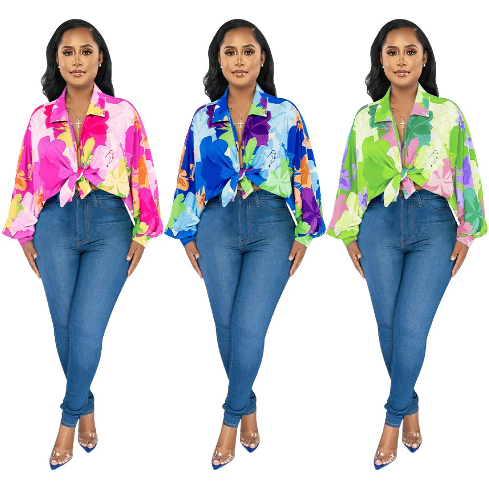 Women's Bat Sleeve Tops Summer Fashion Ladies Lapel Print Shirt 2023 New Casual Loose Cardigan Tops Temperament Elegant Female 
Women's Bat Sleeve Tops Summer Fashion Ladies Lapel Print Shirt 2023 New Casual Loose Cardigan Tops Temperament Elegant Female