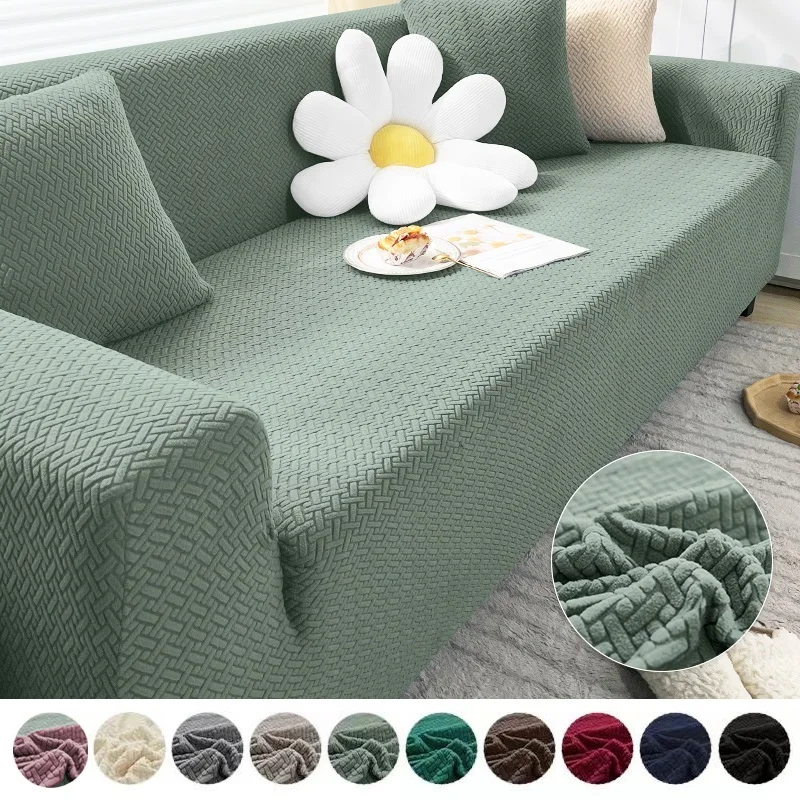 

Jacquard Elastic Sofa Covers 1/2/3/4 Seats Solid Couch Cover L Shaped Sofa Cover Protector Bench Covers