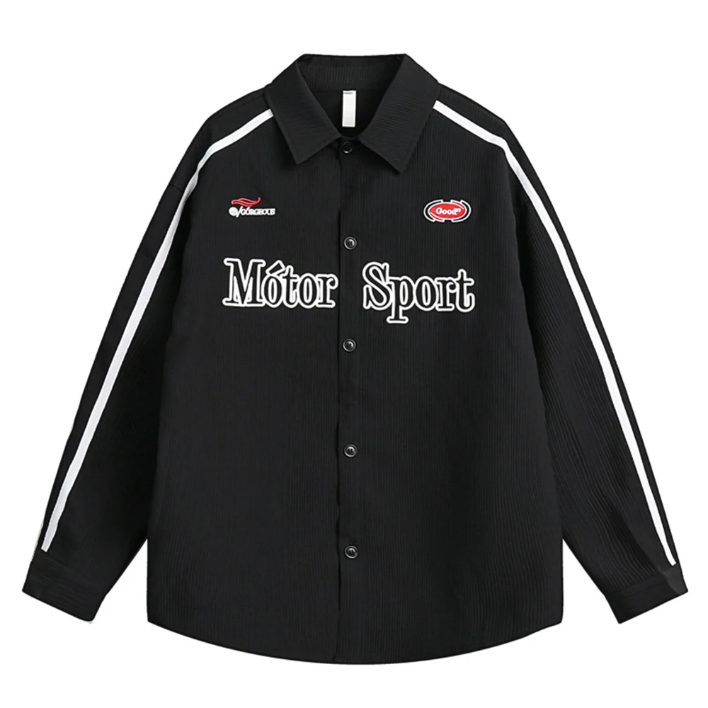 Мужская и женская верхняя одежда в полоску с вышитыми буквами, повседневная плотная рубашка с отложным воротником, унисекс
Мужская и женская верхняя одежда в полоску с вышитыми буквами, повседневная плотная рубашка с отложным воротником, унисекс