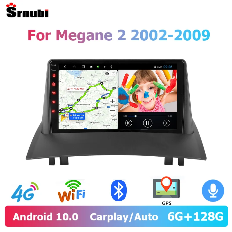 Srnubi Android 10 автомобильная аудиосистема мультимедийный видеоплеер для Renault Megane 2