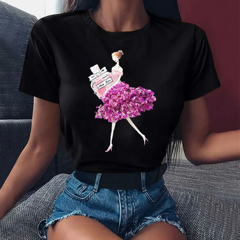 Fashion Perfume Flowers Print White T Shirt Summer Women Harajuku Short Sleeve تي شيرتات Ladies Tops Tees Cotton Female Clothing
Fashion Perfume Flowers Print White T Shirt Summer Women Harajuku Short Sleeve تي شيرتات Ladies Tops Tees Cotton Female Clothing