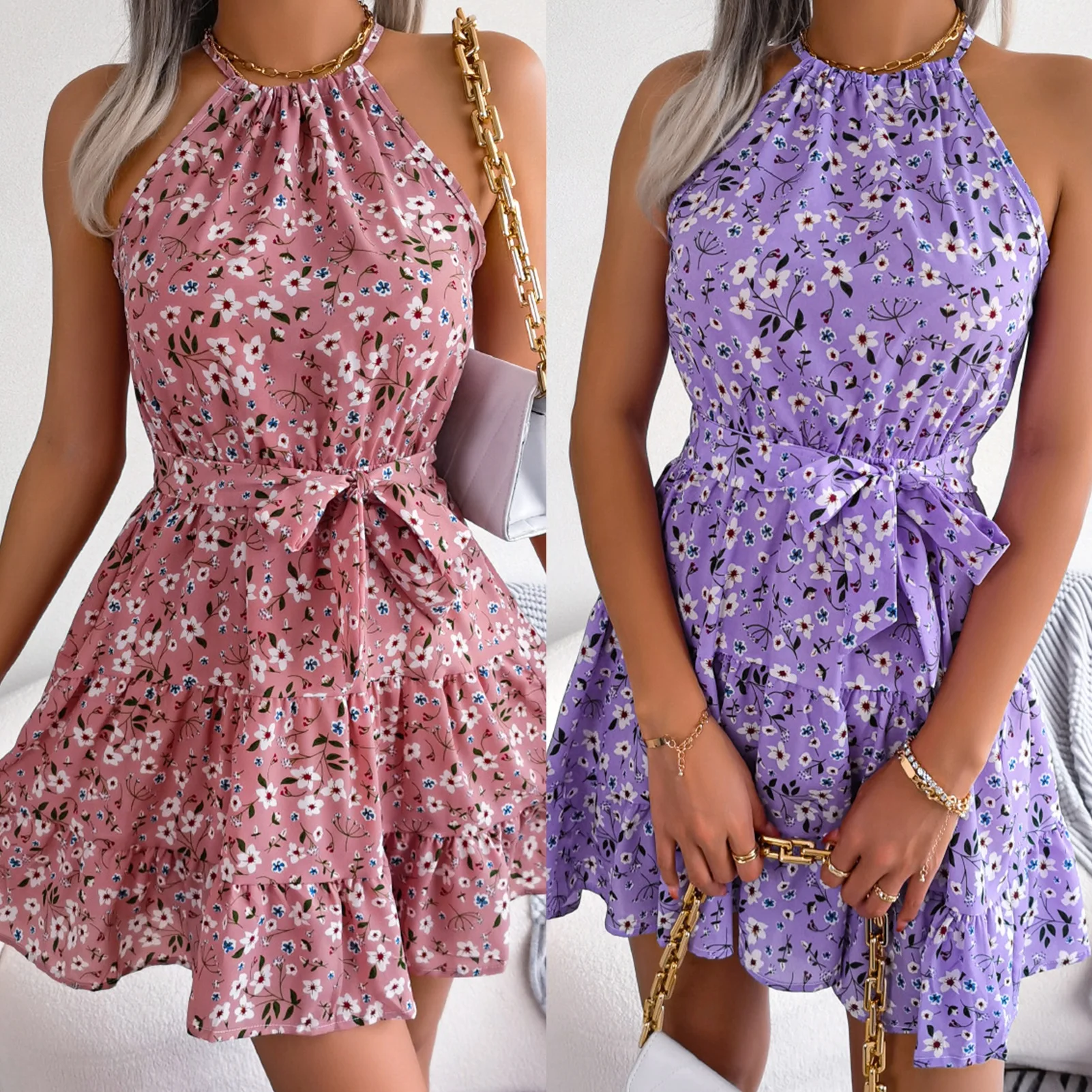 Summer Women Beach Mini Ruffle Dress Hanging Neck Girls Short Dress Off Shoulder Floral Boho Dresses Elegant Vintage Dress
Summer Women Beach Mini Ruffle Dress Hanging Neck Girls Short Dress Off Shoulder Floral Boho Dresses Elegant Vintage Dress